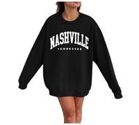 Womens Fall Nashville Tennessee Sweatshirts Round Neck Sports 2024 Hoodies Plain Sweaters Loose Fit Cute Sweatshirts