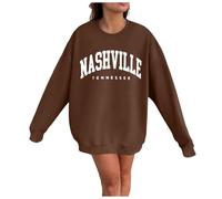 Womens Fall Nashville Tennessee Sweatshirts Round Neck Sports 2024 Hoodies Plain Sweaters Loose Fit Cute Sweatshirts
