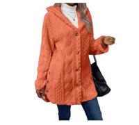 Women's Fall Winter Warm Fashion Jacquard Hooded Cardigan Long Sleeve Coat,Fashion Cozy Warm Coat for Casual Daily Wear (Orange,3XL)