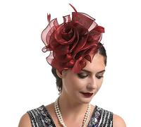 Women's Fascinators Hat Veil Feather Hair Clip,Womens Vintage Flower Mesh Headband Tea Party Bridal Church Cloche Funeral Bowler Hats Ladies Tea Party Bridal Church Cloche Hats