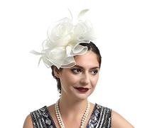 Women's Fascinators Hat Veil Feather Hair Clip,Womens Vintage Flower Mesh Headband Tea Party Bridal Church Cloche Funeral Bowler Hats Ladies Tea Party Bridal Church Cloche Hats