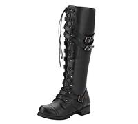 Womens Fashion Gothic Lace-Up Buckle High Boots Ladies Retro Punk Non-Slip Ankle Boots Ladies Casual Smart Party Shoes Booties Womens Ladies Sexy Platform Chunky Heel Stretch Boots, Negro , 4.5