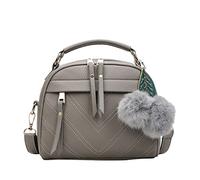 Women's Fashion Leather Furry Crossbody Purse, Shoulder, Pendant Bag & Tote(Grey)