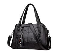 Women's Fashion Luxury Soft Leather Shoulder Handbag Large Capacity Messenger Bag 2026(Black)
