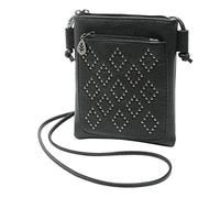 Women's Fashion Simple Casual Leather Solid Color Zipper Shoulder Handbag - Ladies' Mobile Messenger Bag(Black)