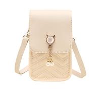 Women's Fashion Under The Arm Handbag Artificial Leather Solid Color Hasp Phone Shoulder Purse(White)