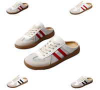 Women's Fashionable Contrast Mesh Design Lace Up Walking Shoes, All-Match Round Toe Slip On, Backless Sports Shoes (Red1,42)