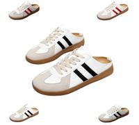 Women's Fashionable Contrast Mesh Design Lace Up Walking Shoes, All-Match Round Toe Slip On, Backless Sports Shoes (Black1,37)