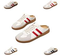Women's Fashionable Contrast Mesh Design Lace Up Walking Shoes, All-Match Round Toe Slip On, Backless Sports Shoes (Red2,38)
