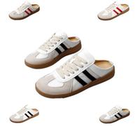Women's Fashionable Contrast Mesh Design Lace Up Walking Shoes, All-Match Round Toe Slip On, Backless Sports Shoes (Black2,36)