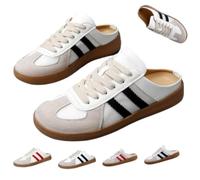 Women's Fashionable Contrast Mesh Design Lace Up Walking Shoes Sneakers Slip On Backless Casual Slides Breathable Comfortable Sports For Daily Wear (Black,38)
