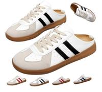 Women's Fashionable Contrast Mesh Design Lace Up Walking Shoes Sneakers Slip On Backless Casual Slides Breathable Comfortable Sports For Daily Wear (Black 1,42)