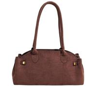 Women's Faux Suede Boston Bowler Suede Fall Trendy Tote Purse Bowler bag Top Handle Designer Hobo Handbag (Coffee)