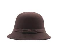 Womens Felt Cloche Hat Ladies Vintage 1920s Bowknot Bucket Bowler Hat Wide Brim Fedora Floppy Hats for Women Fashion Suede Wool Party Dressy Church Cap