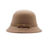 Womens Felt Cloche Hat Ladies Vintage 1920s Bowknot Bucket Bowler Hat Wide Brim Fedora Floppy Hats for Women Fashion Suede Wool Party Dressy Church Cap