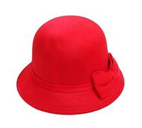Womens Felt Cloche Hat Vintage 1920s Bowknot Bucket Bowler Hat Fedora Floppy Hats for Women Fashion Ladies Suede Wool Party Dressy Church Cap