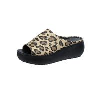 Women's Fish Mouth Platform Slippers,Summer Comfortable Orthotic Leather Wedges Slides,Orthotic Anti Slip Beach Flat (Leopard print - a, Adulto, Mujer, 37, Números, Sistema tallas calzado EU, mediano)