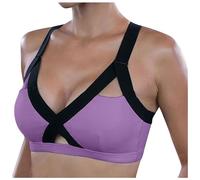 Women's Fitness Beautiful Hot Sexy Yoga Bra Back Plug Mobile Phone Pocket Sports, Pink, L(Purple,XL)