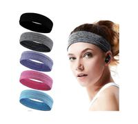 Women's Fitness Headbands, Sports Headband for Women and Men, 5 Pieces Sweatband for Men and Women, Sweat Absorbent Headbands