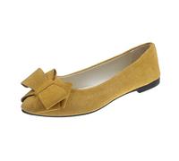 Women's Flat Shoes Spring Summer and Autumn Lightweight Suede Pointed Shallow Mouth Soft Bottom Bow Single Shoes Daily Dating Commuting Large Size Ballet Shoes Flat Shoes Bommel Zapatos de Mujer