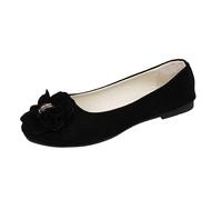 Women's Flat Shoes Spring Summer and Otomn Lightweight Suede Round Toe Shallow Mouth Soft Bottom Bow Single Shoes Daily Dating Commuting Large Size Ballet Shoe Botines Cuñas para con Tacón, Le Noir