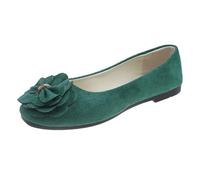 Women's Flat Shoes Spring Summer and Otomn Lightweight Suede Round Toe Shallow Mouth Soft Bottom Bow Single Shoes Daily Dating Commuting Large Size Ballet Shoe Botines Cuñas para con Tacón, verde, 42