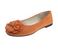 Women's Flat Shoes Spring Summer and Otomn Lightweight Suede Round Toe Shallow Mouth Soft Bottom Bow Single Shoes Daily Dating Commuting Large Size Ballet Shoe Botines Cuñas para con Tacón, naranja