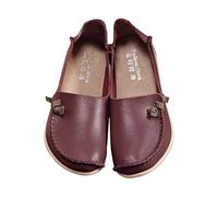 Women's Flats Cowhide Mother's Shoes Elastic Girls' Low Top Casual Shoes Slip On Athletic Trainers E-68