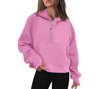 Women's Fleece Zip-Up Hoodie Sweatshirt, Warm and Cozy Half-Zip Pullover with Front Pocket for Casual Wear