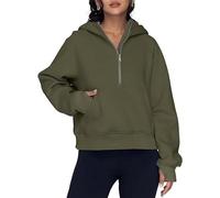 Women's Fleece Zip-Up Hoodie Sweatshirt, Warm and Cozy Half-Zip Pullover with Front Pocket for Casual Wear