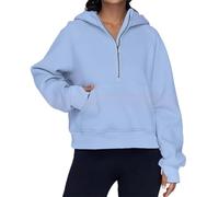 Women's Fleece Zip-Up Hoodie Sweatshirt, Warm and Cozy Half-Zip Pullover with Front Pocket for Casual Wear