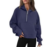 Women's Fleece Zip-Up Hoodie Sweatshirt, Warm and Cozy Half-Zip Pullover with Front Pocket for Casual Wear