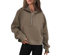 Women's Fleece Zip-Up Hoodie Sweatshirt, Warm and Cozy Half-Zip Pullover with Front Pocket for Casual Wear