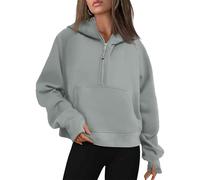 Women's Fleece Zip-Up Hoodie Sweatshirt, Warm and Cozy Half-Zip Pullover with Front Pocket for Casual Wear