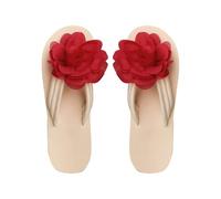 Womens Flip Flops Ladies Flower Open Toe Thong Slippers Slim Flats Beach Sliders Ladies Soft Beach Walking Thong Sandals Washable Lightweight Shoes for Shower Bathroom Pool Size 3.5-8