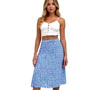 Women's Floral Print High Waisted Maxi Skirt with Side Slit A-Line Flowy Long Skirt for Summer Beach Vacation Boho Style Casual Outfit