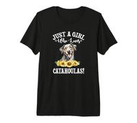 Womens Flowers Just A Girl Who Loves Catahoula Leopard Dogs Camiseta Premium