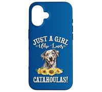 Womens Flowers Just A Girl Who Loves Catahoula Leopard Dogs Carcasa para iPhone 16