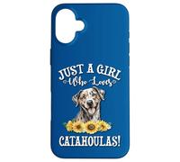 Womens Flowers Just A Girl Who Loves Catahoula Leopard Dogs Carcasa para iPhone 16 Plus