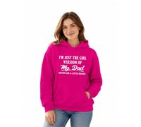 Women's Funny Daughter Hoodie - I'm Just the Girl Version of My Dad | A playful dad-inspired slogan hoodie with long sleeves, a hood and a front kangaroo pocket for casual everyday wear