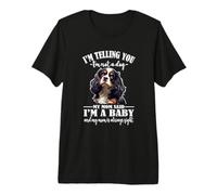 Womens Funny Mom Says Im A Baby Tricolor Cavalier Dog Lover Camiseta Premium