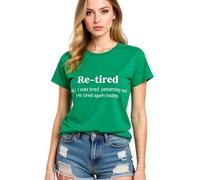 Women's Funny Re-Tired Graphic T-Shirt Soft Cotton Short Sleeve Crew Neck tee Top for Retirement Party Gift Casual Daily Wear Summer Vacation Outfit