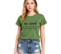 Women's Funny Re-Tired Graphic T-Shirt Soft Cotton Short Sleeve Crew Neck tee Top for Retirement Party Gift Casual Daily Wear Summer Vacation Outfit