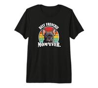 Womens Funny Retro Vintage Best Mom Black Frenchie Lover Camiseta Premium