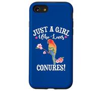 Womens Funny Watercolor Girl Who Loves Sun Conures Lover Carcasa para iPhone SE (2020) / 7/8