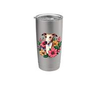 Womens Girl Retro Vintage Flower Italian Greyhound Dog Lover Vaso térmico de acero inoxidable de doble pared