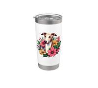 Womens Girl Retro Vintage Flower Italian Greyhound Dog Lover Vaso térmico de acero inoxidable de doble pared