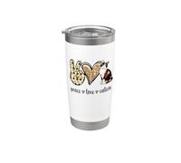 Womens Girls Art Peace Love Calico Cat Lover Vaso térmico de acero inoxidable de doble pared
