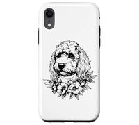 Womens Girls Black Ink Flowers Floral Art Cockapoo Dog Lover Carcasa para iPhone XR
