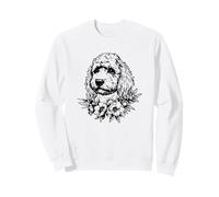 Womens Girls Black Ink Flowers Floral Art Cockapoo Dog Lover Sudadera